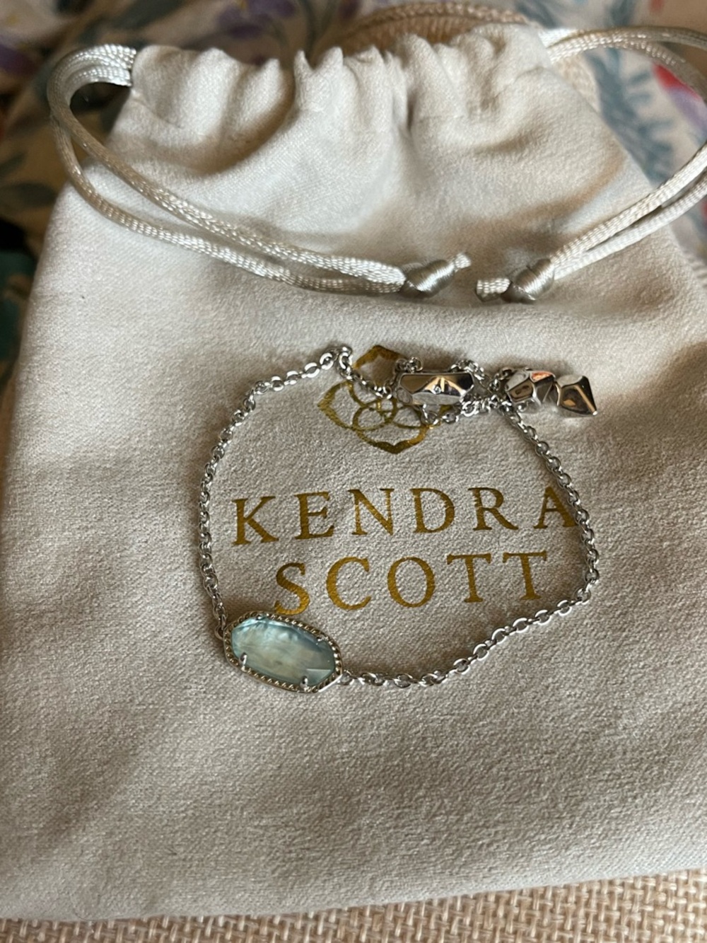 Kendra Scott Silver Bracelet with Pale Blue Opal Stone